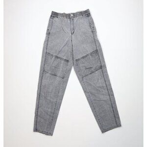 Vintage 80s Streetwear Mens 30x34 Stonewash Tapered Parachute Cargo Pants Gray